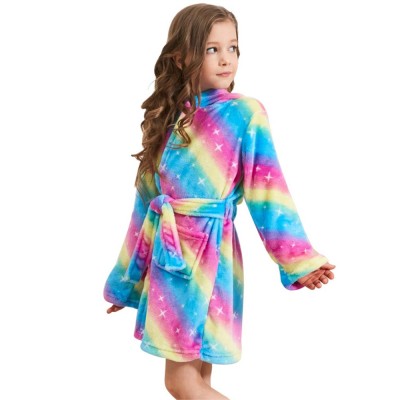 Soft Unicorn Hooded Bathrobe Sleepwear Unicorn Gifts for Girls Star Rainbow