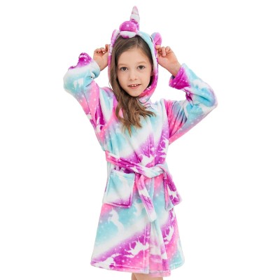 Soft Unicorn Hooded Bathrobe Sleepwear Unicorn Gifts for Girls Purple