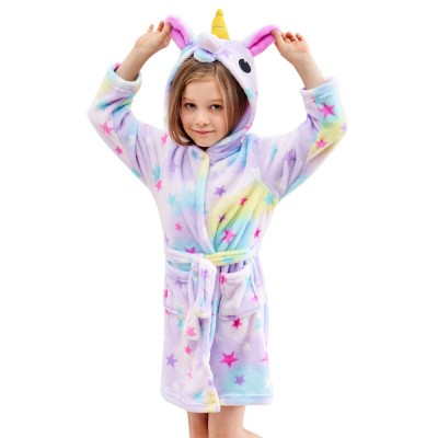Soft Unicorn Hooded Bathrobe Sleepwear Unicorn Gifts for Girls Star