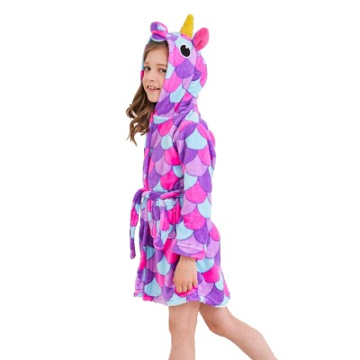 Soft Unicorn Hooded Bathrobe Sleepwear Unicorn Gifts for Girls Purple
