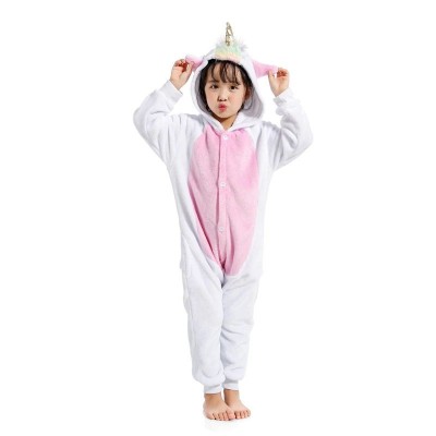 White Unicorn Kids Animal Onesie Pajamas Cosplay Cute Costume