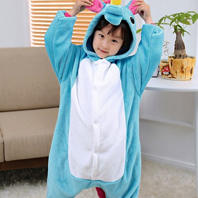 Blue Unicorn Kids Animal Onesie Pajamas Cute Costume