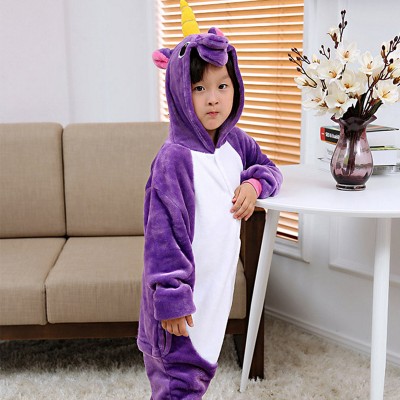 Purple Unicorn Kids Animal Onesie Pajamas Cute Costume