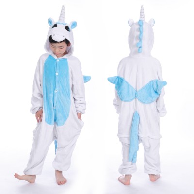 Blue Unicorn with Wings Kids Animal Onesie Pajamas Cute Costume