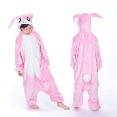 Pink Bunny Kids Animal Onesie Pajamas Cute Costume