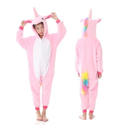 Pink Unicorn Onesie Pajamas Rainbow Tail Animal Onesies for Kids