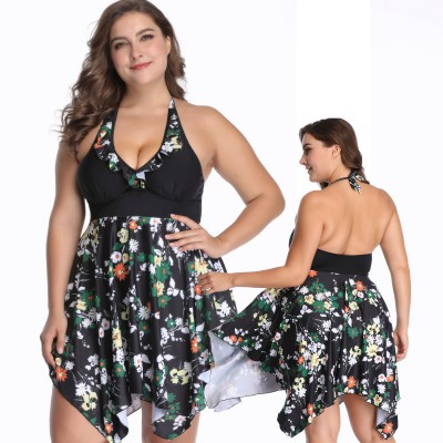 Black Floral Swim Dress Plus Size Swimwear Cheap Bathing Suits