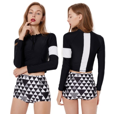 Black & White 2Pcs Swimsuits For Women Cheap Bathing Suits