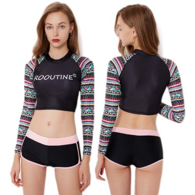 2Pcs Black Swimsuits For Women Cheap Bathing Suits Colorful Pattern