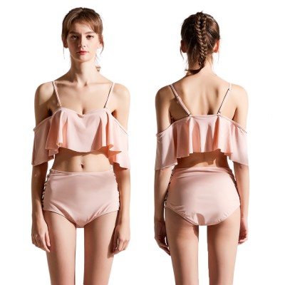 Cute Pink Swimsuits For Women & Teens Cheap Bathing Suit Flounce Foldover