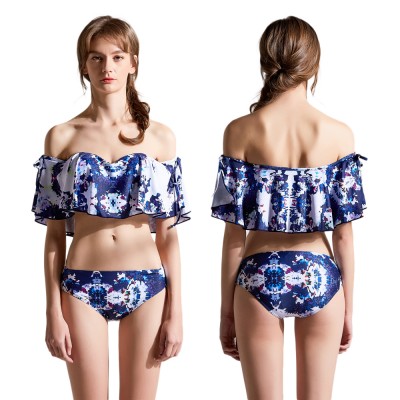 Womens Cute Bathing Suits Off Shoulder Swimsuits Flounce Foldover