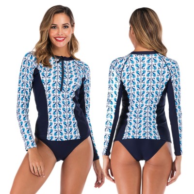 High Neck Swimsuit Long Sleeve Rash Guard Women Cheap Bathing Suits