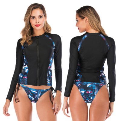 2Pcs Rash Guard Women Long Sleeve Swimsuits Jacket Bathing Suits