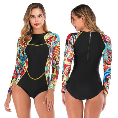 Womens Rash Guard Cheap Bathing Suits Long Sleeve Zip Up