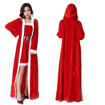 Womens Santa Dress With Cloak Christmas Costumes