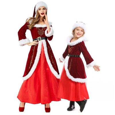 Mrs Claus Costume & Girls Santa Dress Christmas Costume Outfit