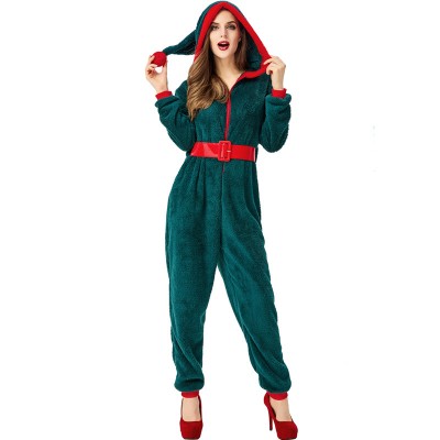 Mrs Claus Costume Santa Onesie For Women Green