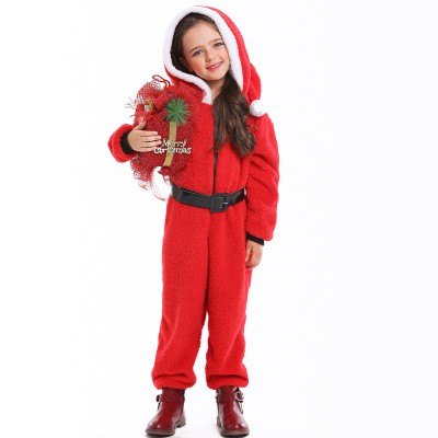 Girls Santa Suit Costume Outfit Christmas Party Onesie Red
