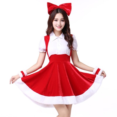 Womens Christmas Costumes Santa Dress With Headwear