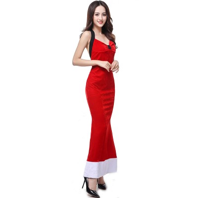 Sexy Christmas Costume Long Santa Dress Open Back