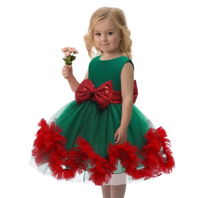 Girls Santa Dress Christmas Praty Tutu Princess Dress Green