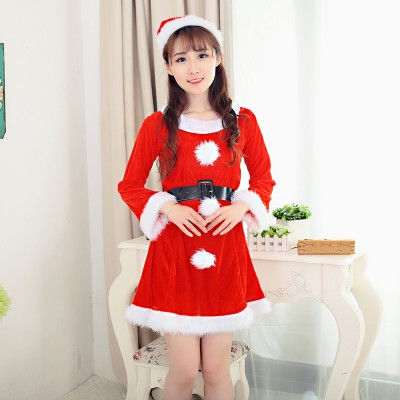 Womens Cute Santa Dress Christmas Party Costume Outfit