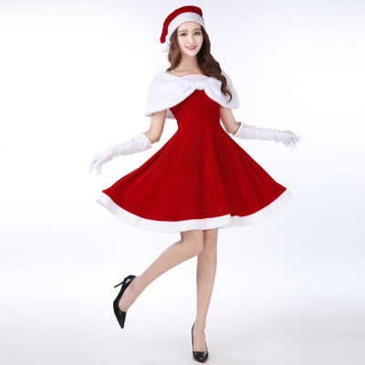 Mrs Claus Costume Womens Santa Dress With Gloves Hat Sets